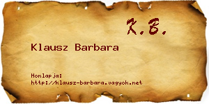 Klausz Barbara névjegykártya